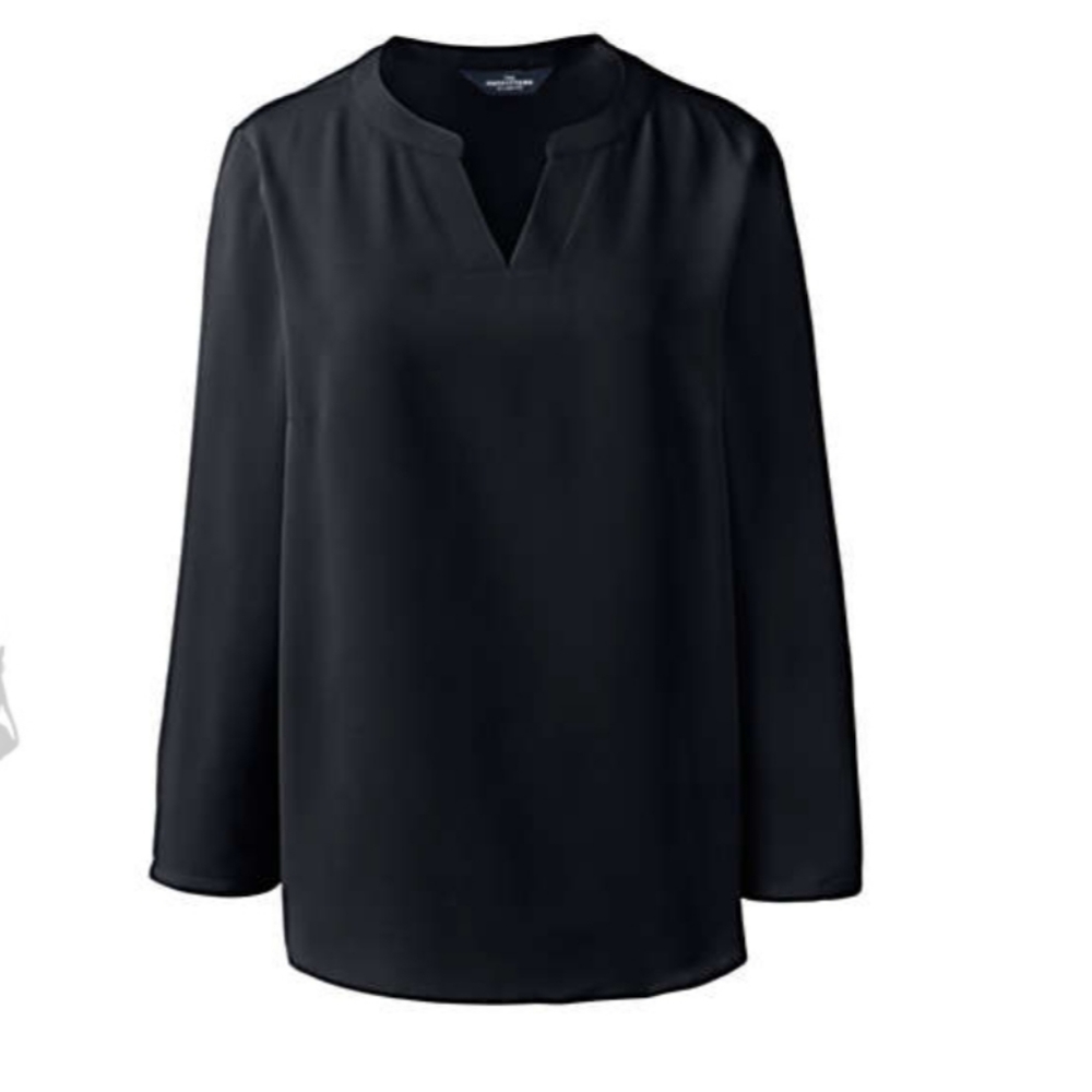 Women's Roll Tab Sleeve Split Neck Blouse